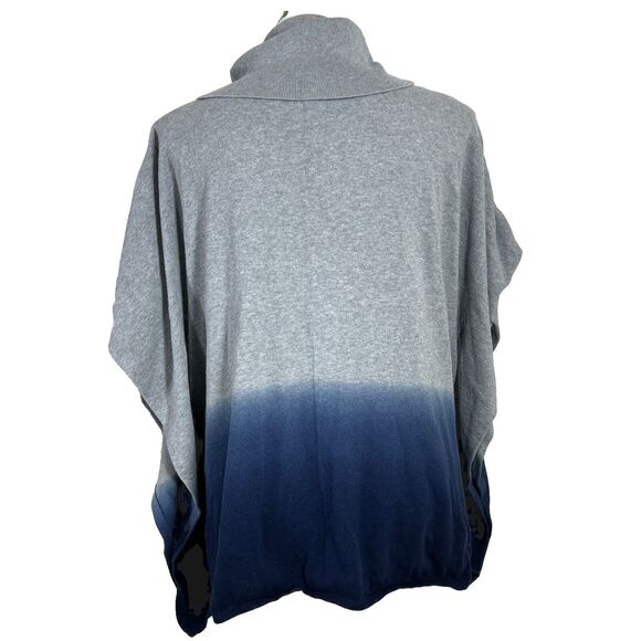 Chico's Sweater Size L/XL Oversize Boxy Top Cowl Neck Gray Blue Ombre Cotton - Picture 3 of 6